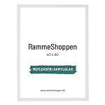 Hvid træramme, refleksfri, smal, 40 x 80 cm, Type 860 thumbnail