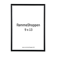 Sort ramme med sølvkant, polywood, 9 x 13 cm, Type 7303