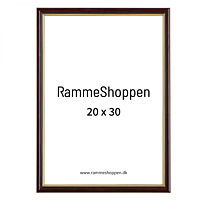 Brun ramme med guldkant, polywood, 20 x 30 cm, Type 7304