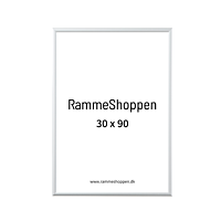 Hvid aluramme, blank, smal, 30 x 90 cm, Type 9006