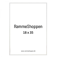Hvid aluramme, blank, smal, 18 x 35 cm, Type 9006
