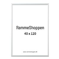 Hvid aluramme, blank, smal, 40 x 120 cm, Type 9006