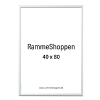 Hvid aluramme, blank, smal, 40 x 80 cm, Type 9006