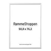 Hvid aluramme, blank, smal, 50 x 75 cm til 50,8 x 76,2 cm indhold, Type 9006