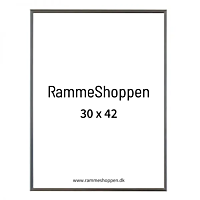 Sølvramme, aluminium, blank, smal, 30 x 42 cm, A3, Type 9013