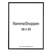 Sort aluramme, mat, smal, 18 x 35 cm, Type 672