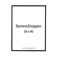 Sort aluramme, mat, smal, 30 x 90 cm, Type 672