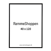 Sort aluramme, mat, smal, 40 x 120 cm, Type 672