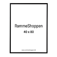 Sort aluramme, mat, smal, 40 x 80 cm, Type 672