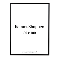 Sort aluramme, mat, smal, 80 x 100 cm, Type 672