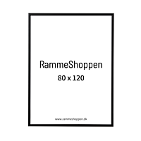 Sort aluramme, mat, smal, 80 x 120 cm, Type 672