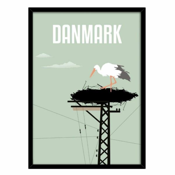 Danmark plakat i 50x70 cm|Køb online hos