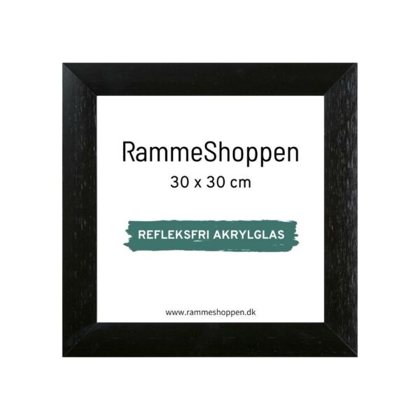 husdyr fattigdom tyfon 30x30 cm | Refleksfri bred sort aluramme | RammeShoppen.dk