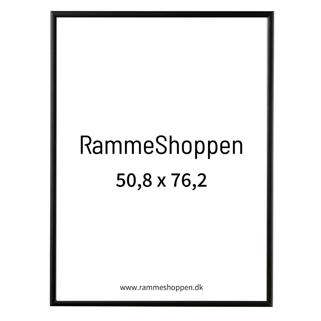 Løse karton animation Sort ramme 50x75 cm - Smal matsort aluramme- Til 50,8x76,2 cm indhold.